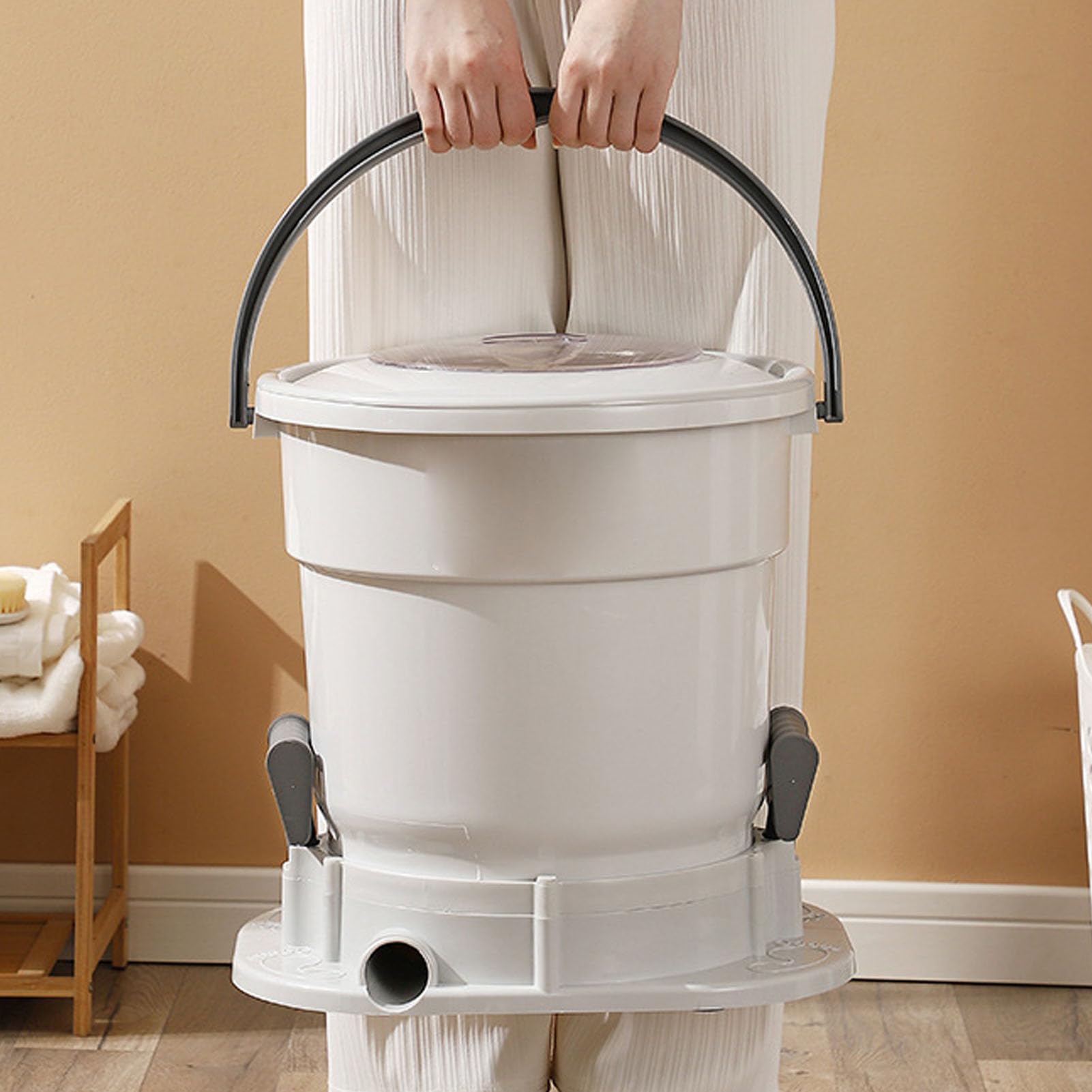 Sèche-linge Manuel Portable sans électricité Nécessaire avec Couvercle Transparent, Tuyau de Drainage de 4,9 Pieds pour Appartements, Dortoirs, Camping, Camping-car, Déshydrateur