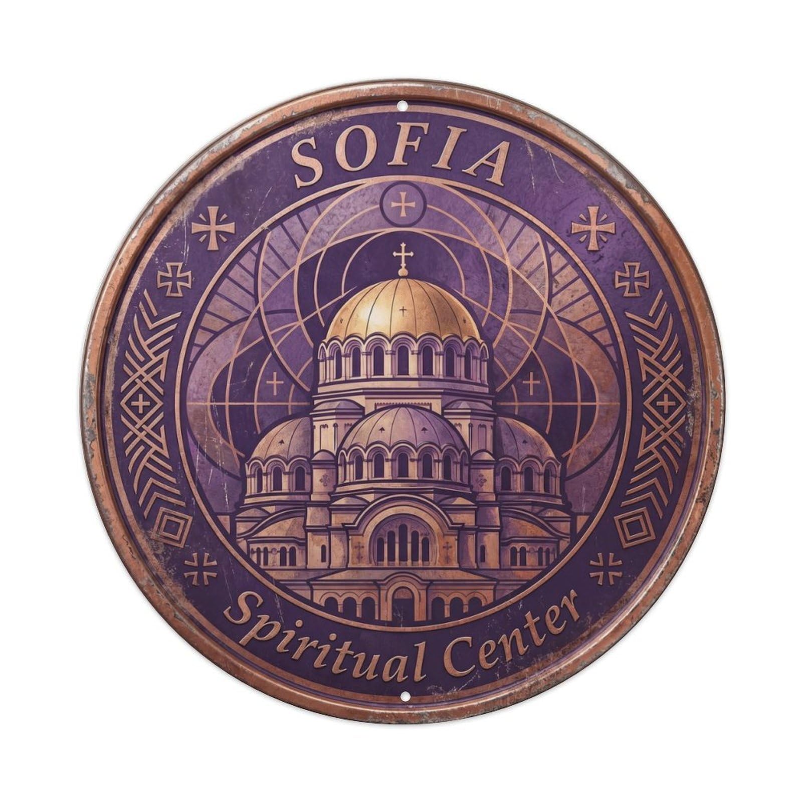 Dome Sacred Library Chapel Metal Tin Sign Plaque Wall Decor for Cafe, Club, Garden Round Metal Poster 8x8Inch