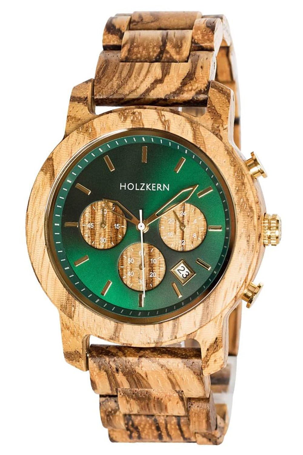 HOLZKERN Herrenuhr Chronograph Blätterdach Zebrano/Marmor 9010631016371