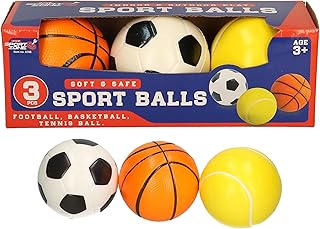 Atoz 3 Sports Balls, Yellow - White - Orange