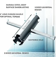 Vista 4 de DURATECH Llave coladora de cesta, llave coladora universal para fregadero con mango deslizante, extremo doble, 1/2 pulgadas y 3/8 pulgadas