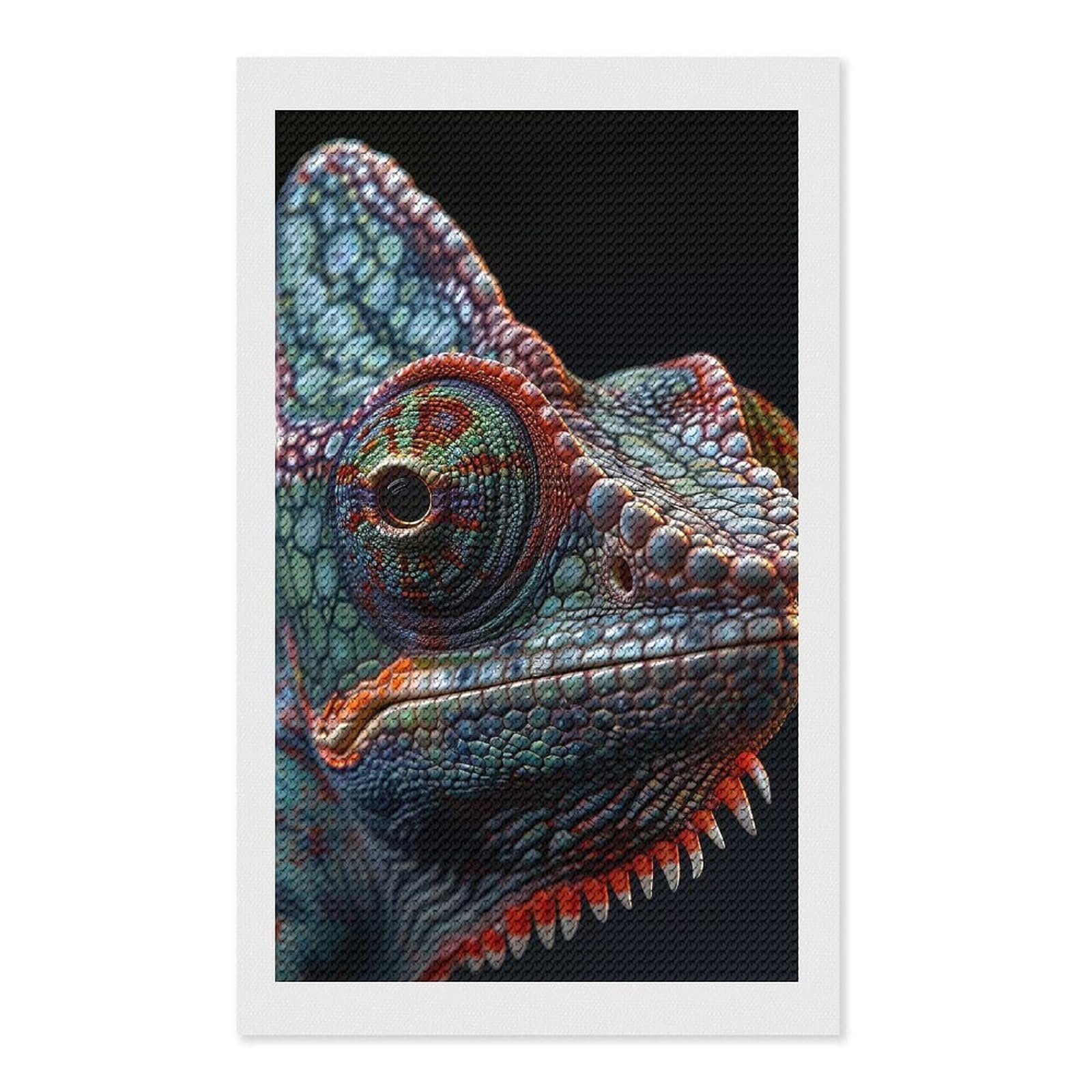 Junmoney Chameleon DIY Diamond Art Canvas Kit 12"x20", Decorate Your Room, Sparkling Round Gems, Fun Craft Experience, Farmhouse Decor