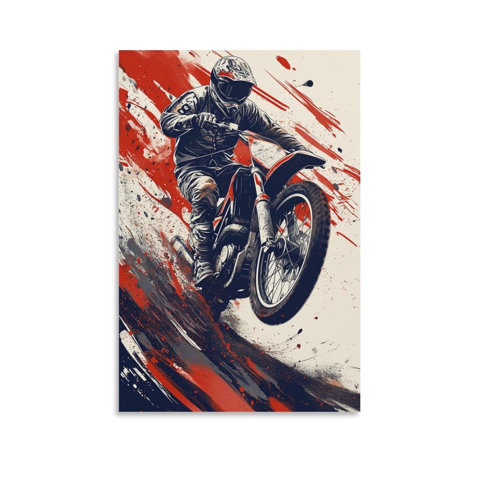 UNRXJZLVM Cross-country Motorcycle Canvas Print Colourful Wall Art -Modern Room Bedroom Piece Home Decor Interior Design 16x24inch(40x60cm)