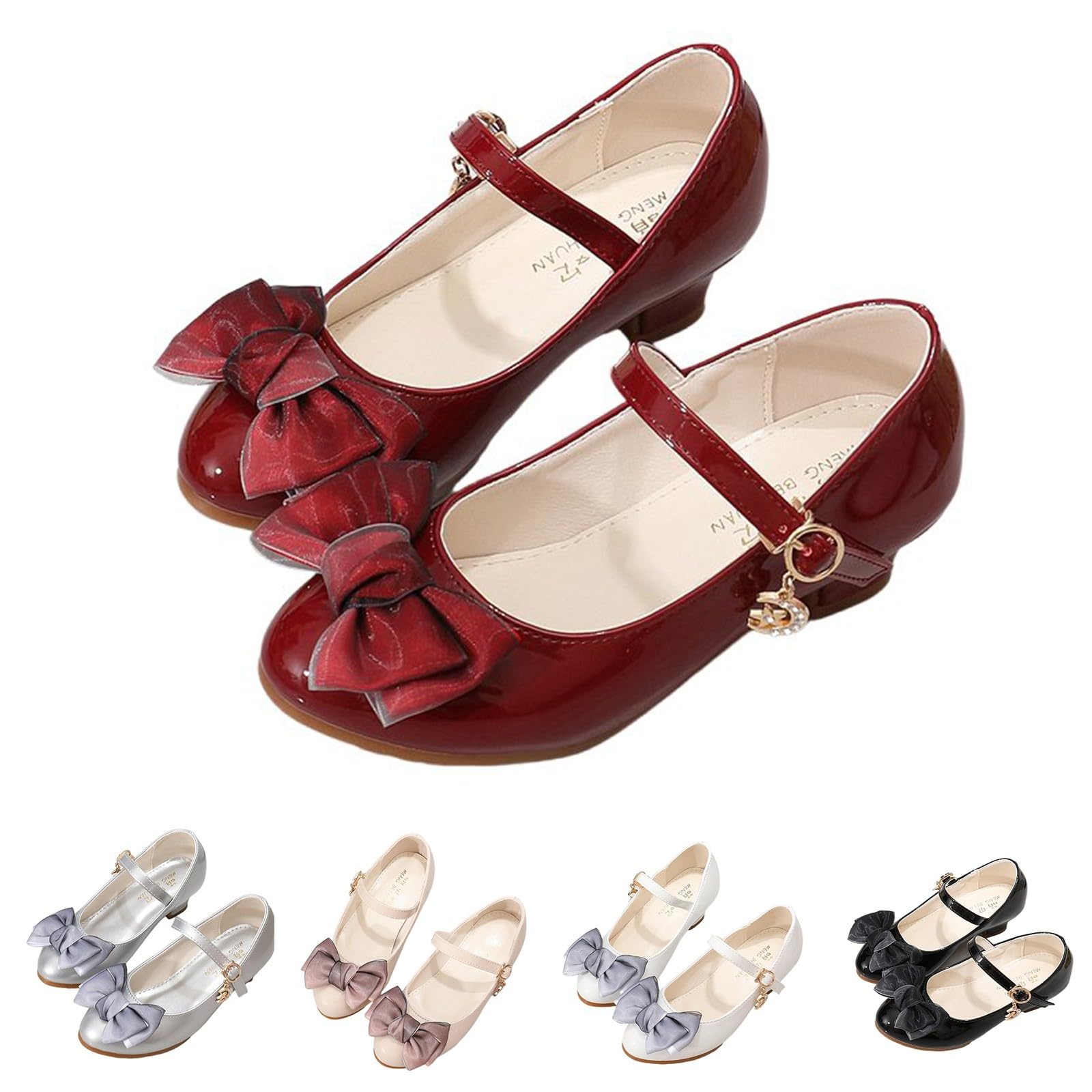 Chaussures De Princesse Enfant Fille Cuir Chic a la Mode Chaussure De Cérémonie Fille Mariage Soirée Bal Brillante Confort Semelle Plate Antidérapant Souples Légères