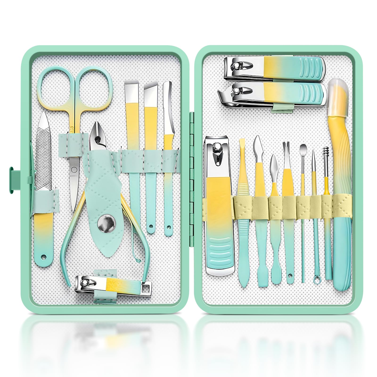 UNUSVERUM Manicure Set 18PCS Professional Nail Care Kit, Stainless Steel Pedicure Care Tools with Travel Case