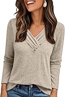 AUTOMET Women's Long Sleeve V-Neck Button Tunic Top Blouse - Dressy Casual Business Shirt for Fall Outfits