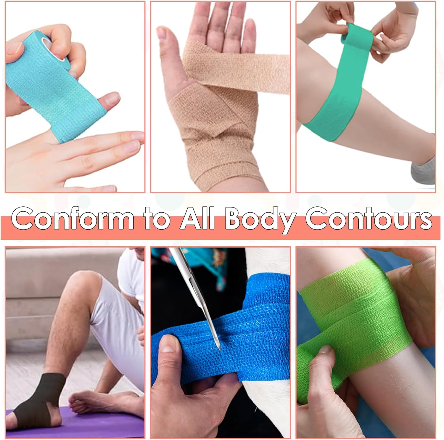 120 Rolls Self Adhesive Bandage Wrap, Colored Wrap Tape, 1 Inch x 5 Yard Colored Elastic Self Adhesive Tape for Sports Wrist Ankle(Multicolor)