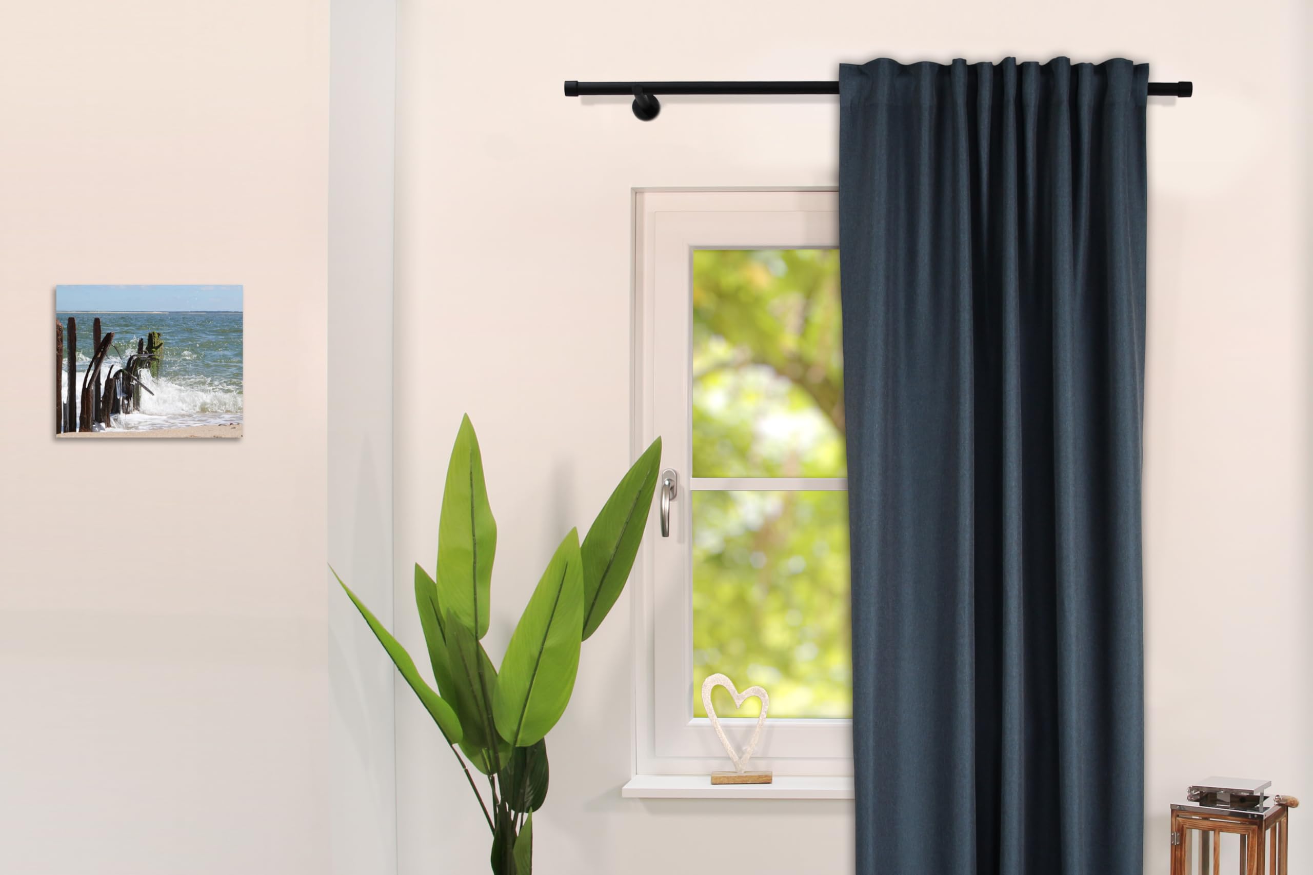 Tringle à Rideau Sur Mesure Deco-Raum - Tube 25 Mm, Finition Noir Mat, Longueur Jusqu'à 600 Cm