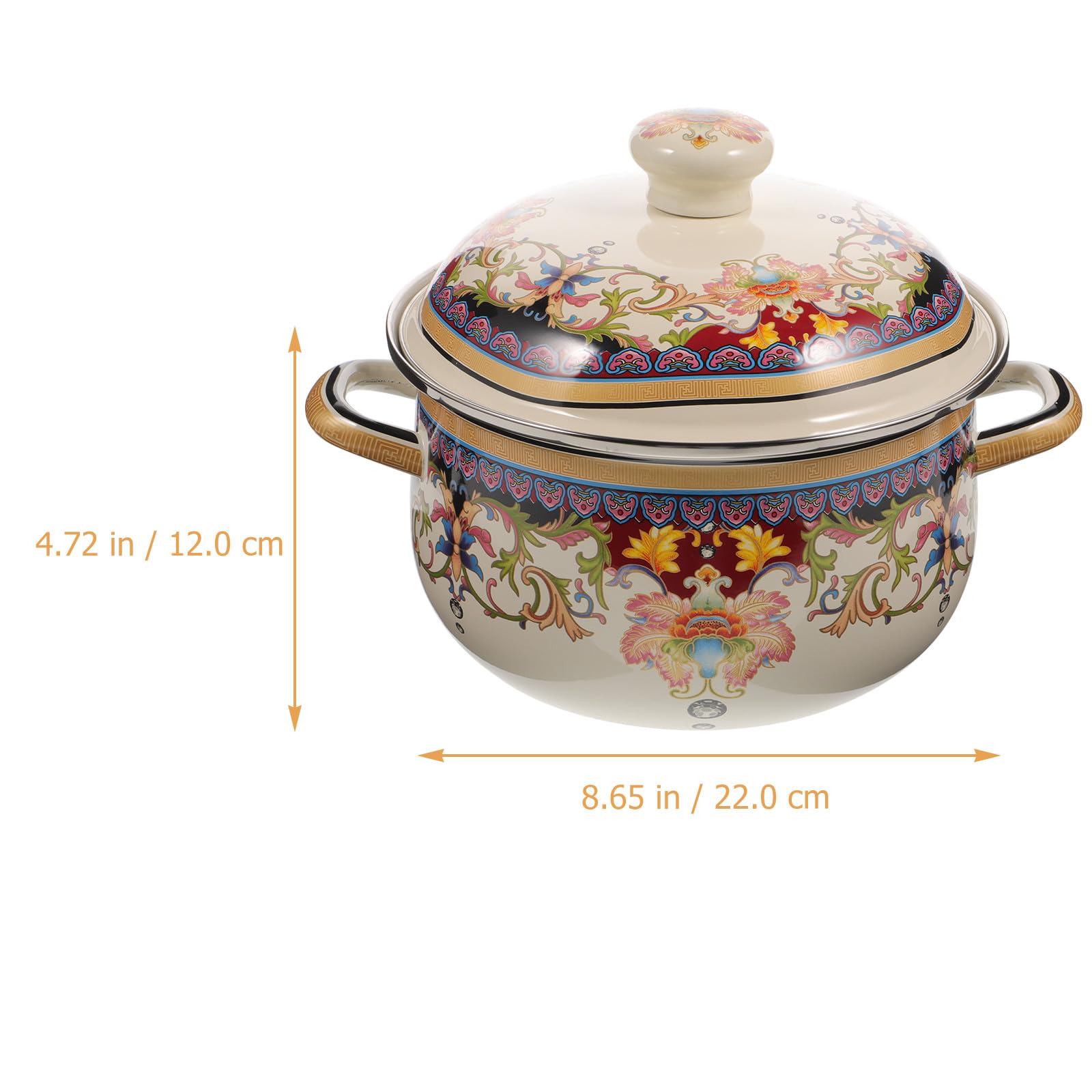 Vintage Emaille Kochtopf mit Deckel Dicker Suppentopf mit Doppeltem Griff Geeignet für Herdarten und Backofen Leicht zu Reinigen und Hitzebeständig