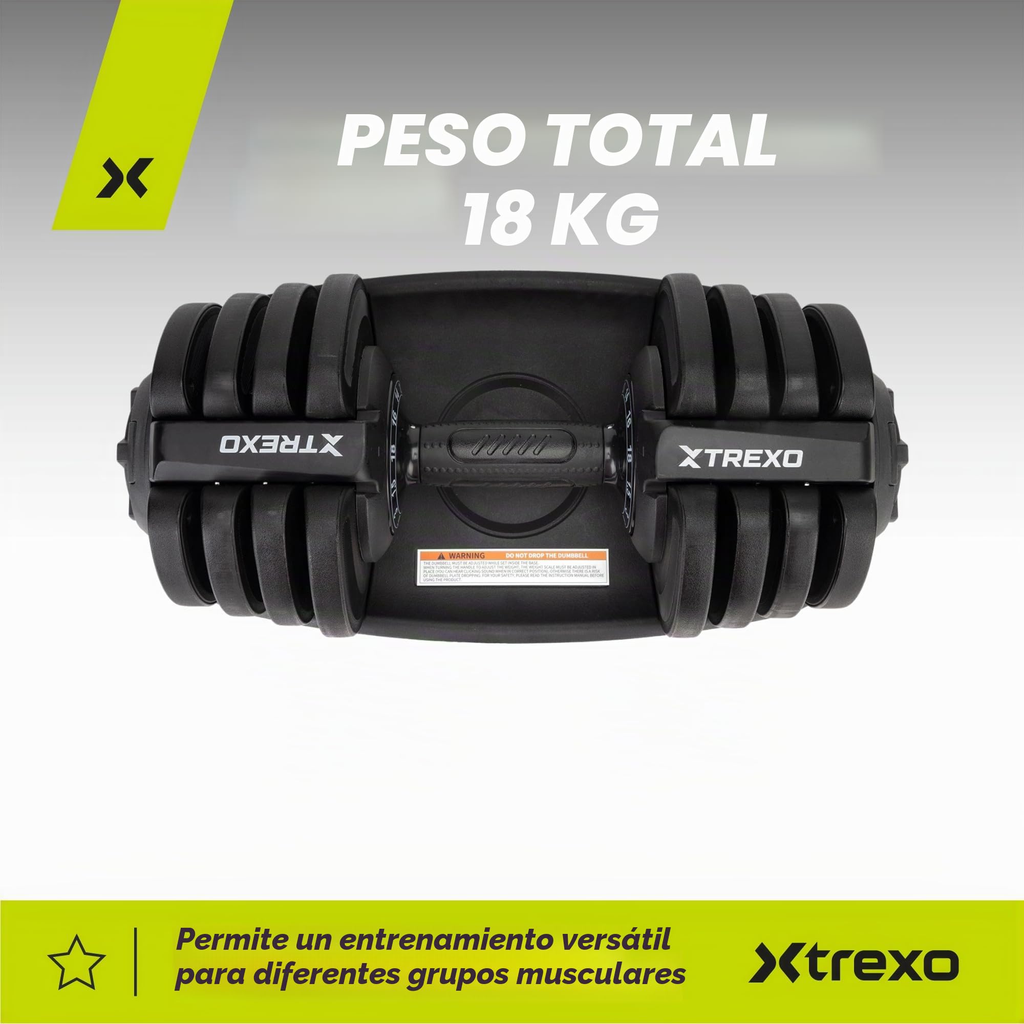 TREXO Mancuerna 18|24|32|40 kg con Pomo de Ajuste de Peso Mancuerna de Hierro para Fitness con Mango Ergonómico Antideslizante