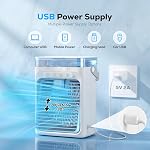 Portatif Air Conditionneur, 3-in-1 Évaporatif Air Refroidissement avec 3 Régimes & 2 Modes d'arrêt, 1000ml Personnel Mini AC Unité USB Petit ventilateur de refroidissement RGB Lumière de nuit & Heureur pour chambre à coucher voiture de bureau (bleu)