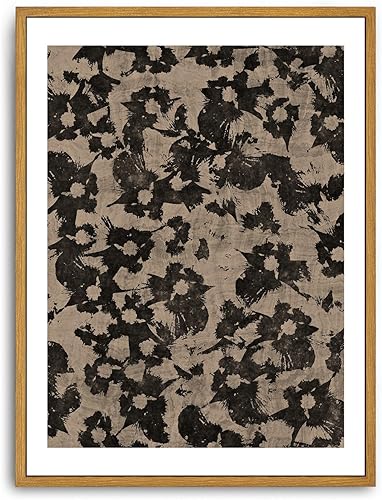 Roslynity Lienzo enmarcado, clásico, impresión, patrón floral abstracto neutro, botánico, japonés, minimalista, retro, arte estético para hogar,
