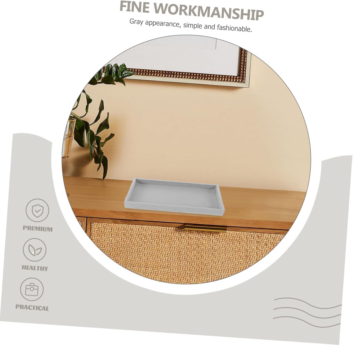 BESPORTBLE 4pcs Jewelry Tray for Organized Jewelry Storage Flocking Material Holder Earring Necklace Display Trays for Drawer Space-saving Grey