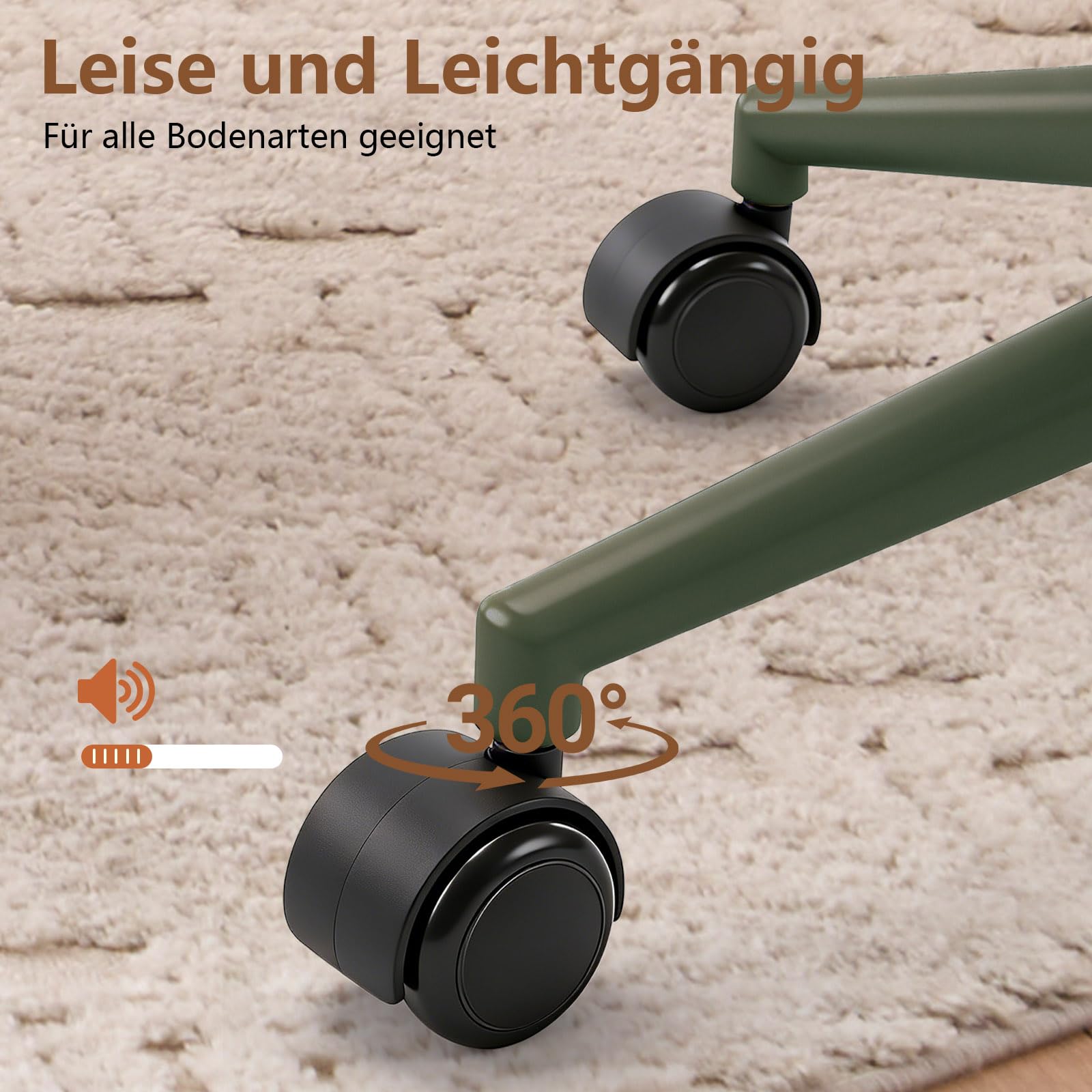 YOUTASTE Sedia da ufficio, ergonomica, design a coda di pesce, sedia da scrivania girevole con ruote, regolabile in altezza e funzione basculante, per ufficio e ufficio, tutto verde oliva