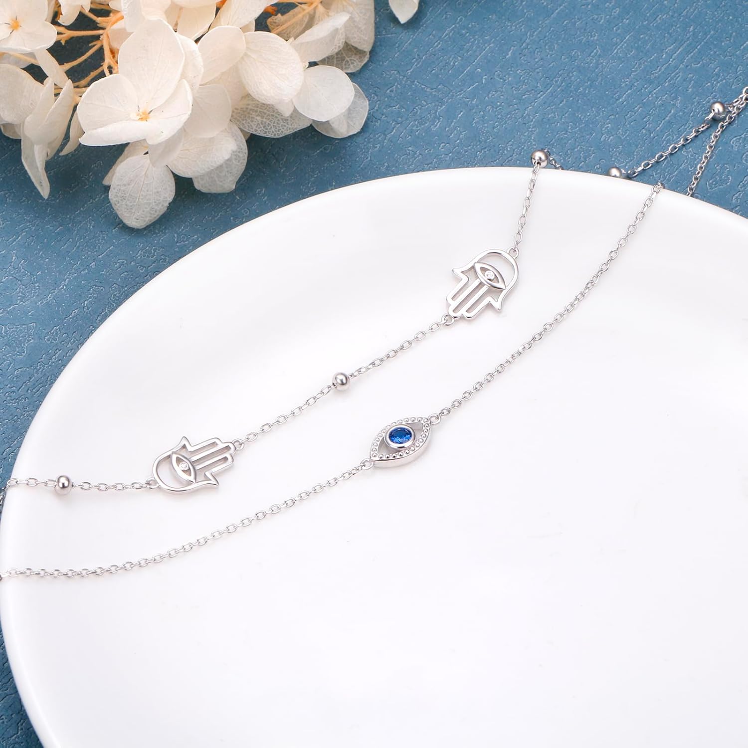 Anklets for Women 925 Sterling Silver Charm Layered Simulated Opal/Moonstone/Daisy/Infinity Summer Beach Ankle Bracelet Foot Chain Jewelry Birthday Valentine's Day Mother's Day Gift