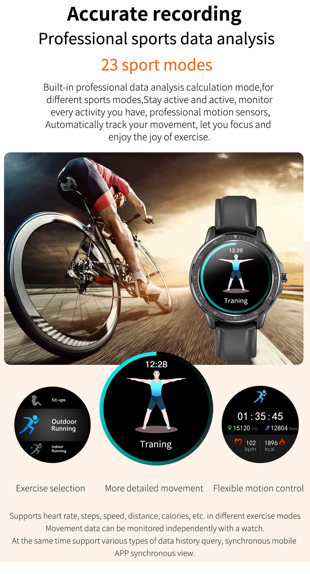 Phipuds Smart Watch Ip68 Waterproof Fitness Tracker With Pedometer