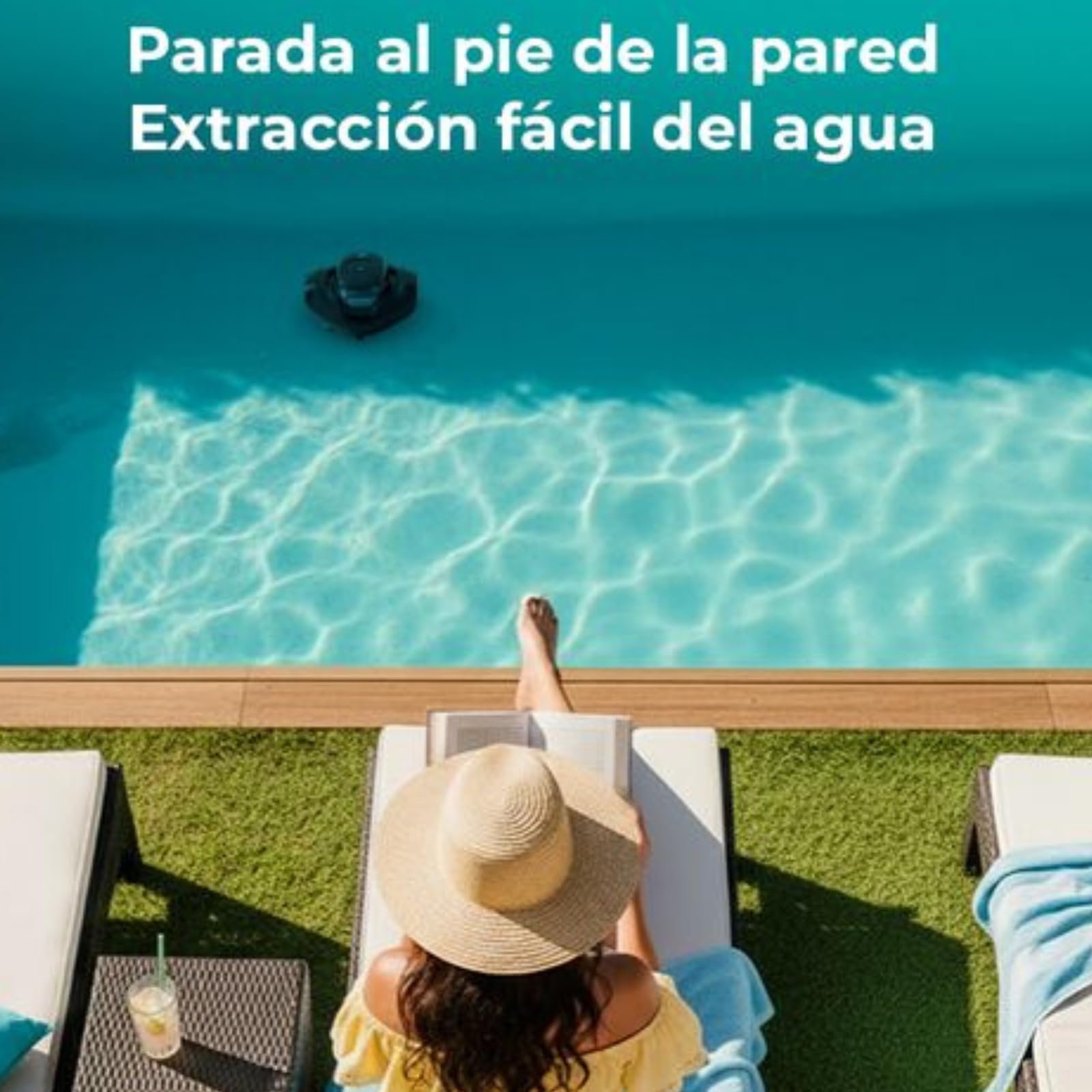 Gre - Moovo 90 Robot Limpiafondos Piscina eléctrico y Recargable para Piscinas Elevadas y Enterradas hasta 80 m², Limpieza Automática Fondo Plano, Inalámbrico, Autonomía 90min, Depósito 2 L