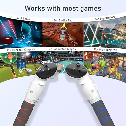 Miniatura 2 de OURVR Beat Saber Handle Compatible with Meta Quest 3, Controller Extenders for Supernatural, Gorilla Tag Long Arms(Not fit charging dock) (Extension
