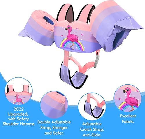 Miniatura 128 de Chriffer Chaleco salvavidas para niños de 22 a 66 libras, flotadores con arnés de hombro y alas de brazo para bebés de 2, 3, 4, 5, 6, 7 años