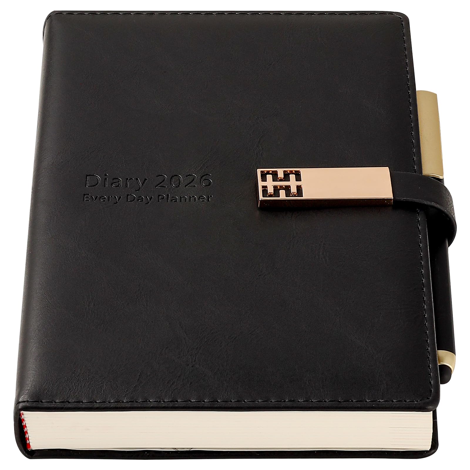 2026 Dairy,Academic Diary 2026 A5 Page A Day from January 2026 to December 2026,Organizer Daily Monthly Planner with Colorful Monthly Tabs,Pen,Pen Loop and Inner Pocket,Bookmarks (Black)