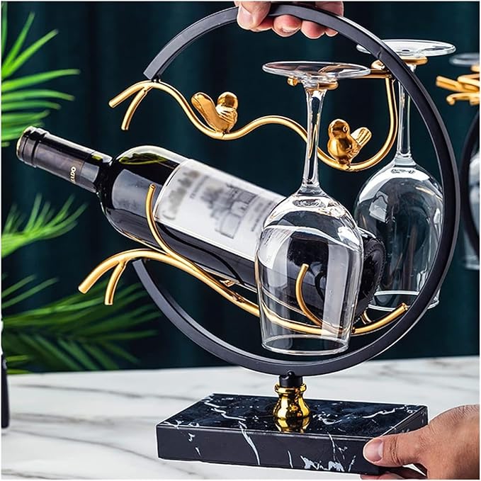 Soporte para Botellas de Vino de Metal con Portavasos, Organizador miniatura 9