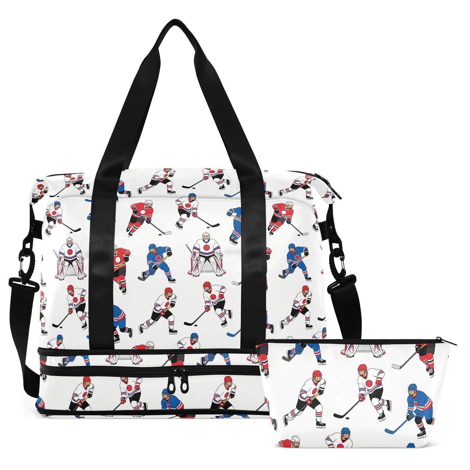 Sac de voyage imperméable pour articles personnels de hockey sur glace et bagage avec trousse de toilette pour voyage en avion
