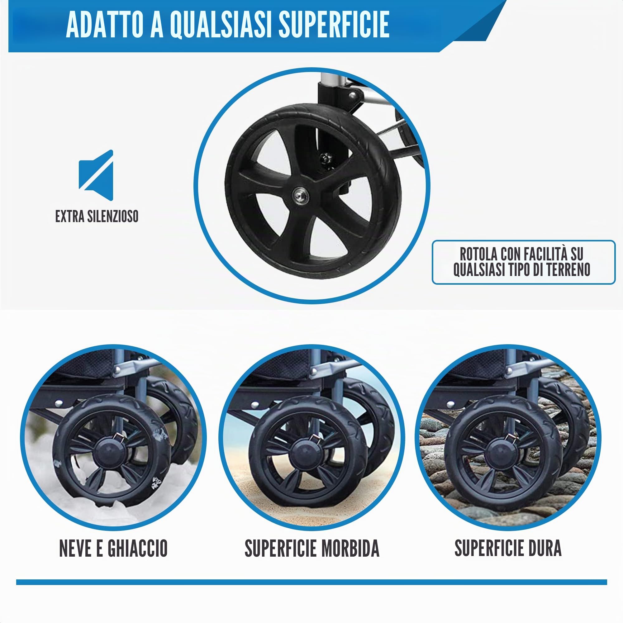 Strex Trolley della spesa con Ruote - Pieghevole - Borsa della spesa rimovibile - Carrello della spesa