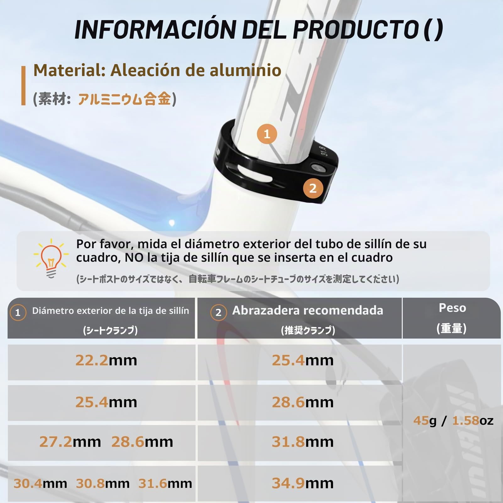 Azarxis Abrazadera para Tija de Sillín con Liberación Rápida 34,9 mm para Bicicleta MTB Carretera