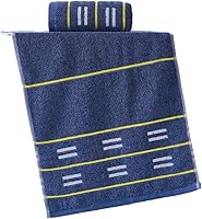 Vista 6 de YiLUOMO Juego de 2 toallas de mano azules con diseño de rayas amarillas, súper suaves, 100% algodón de rizo altamente absorbentes, toallas de mano