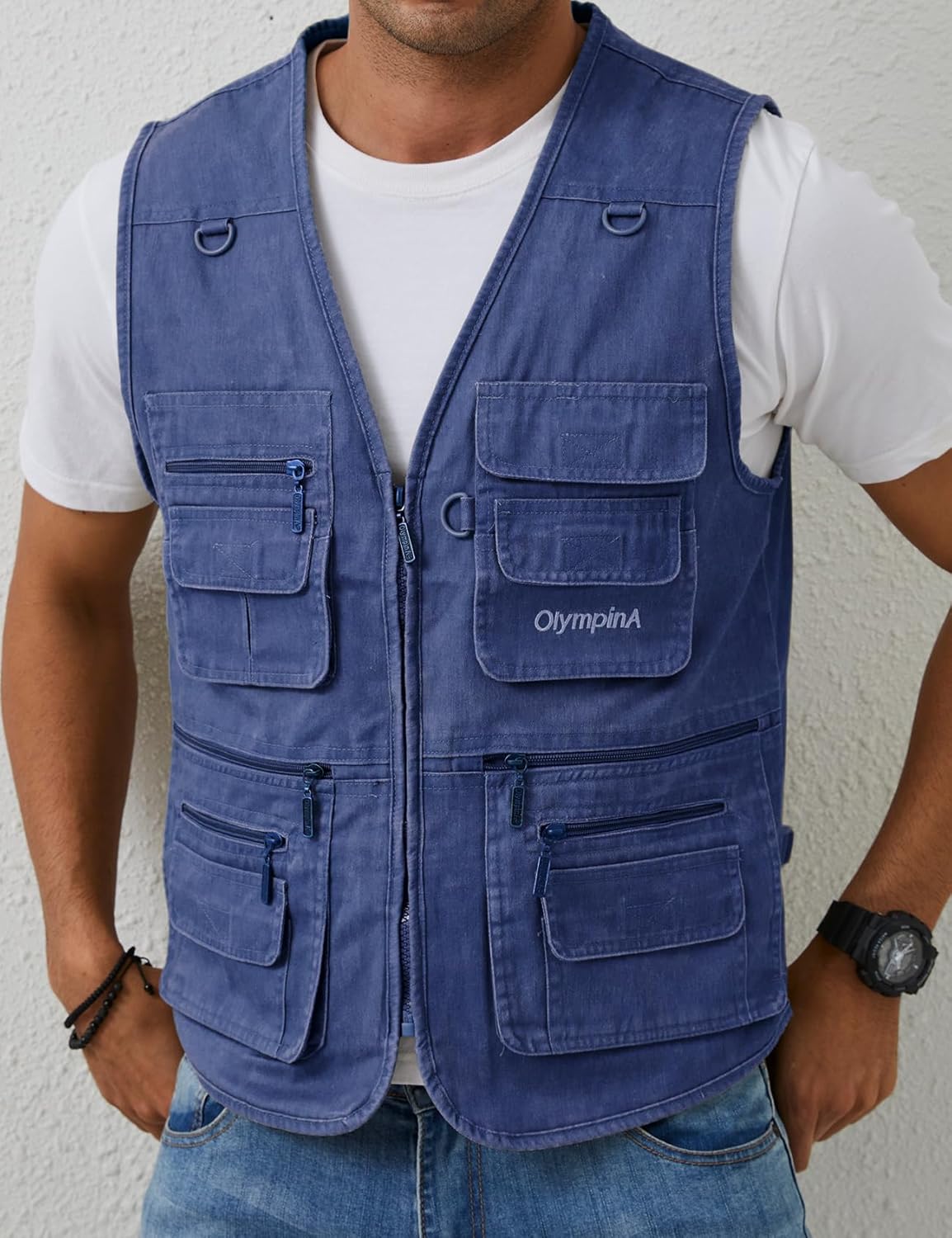 Gihuo Men's Fishing Vest Utility Safari Travel Vest with Pockets Outdoor Work Photo Cargo Fly Summer Vest - Image 3