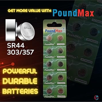 FiveSky PoundMax SR44 / 303/357 Batteries 1.55v Silver Oxide Battery - 10 Count