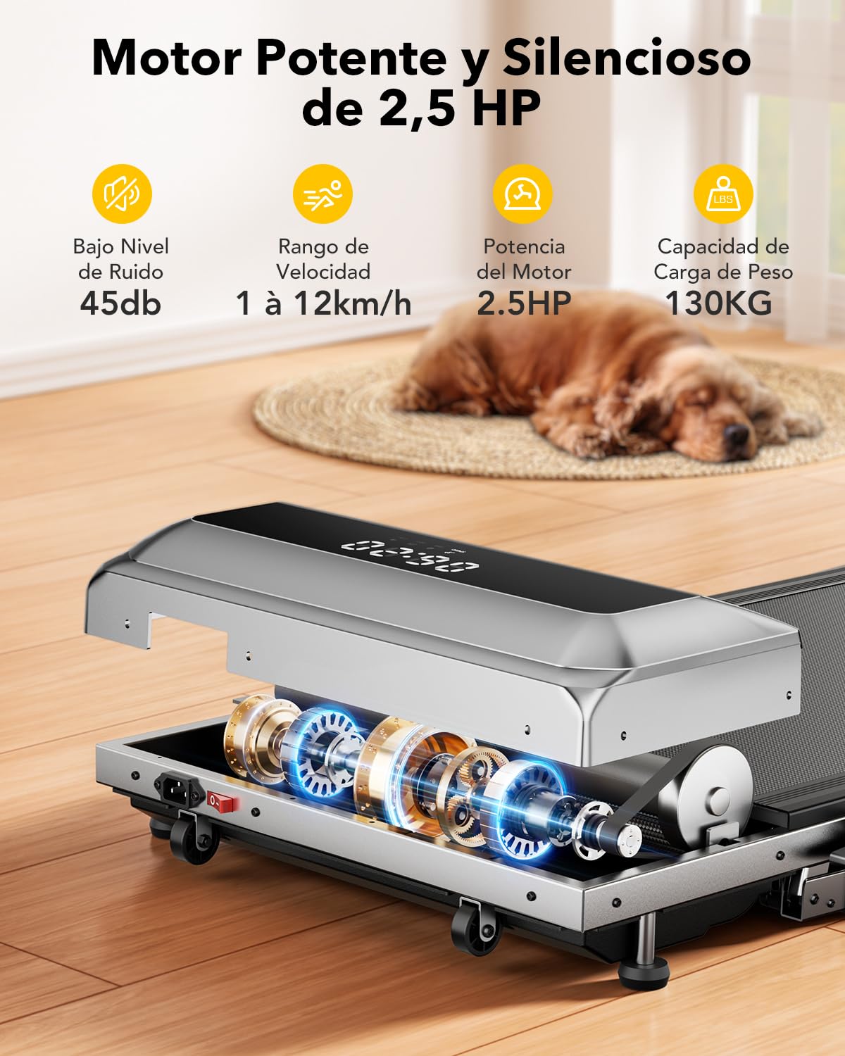 3 en 1 Cinta de Correr Plegable con Inclinación de 7%, 2.5HP Cinta de Correr Electrica para el Hogar Debajo del Escritorio, Control Remoto Magnético,12 km/h, 40x100cm, App, Pantalla LED (Negro)