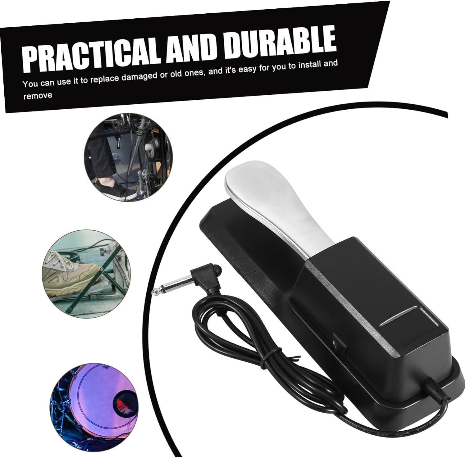 Piano Sustain Pedal for Electronic Keyboards Lightweight Design Easy Installation Construction Accessory for Musicians and Daily Practice