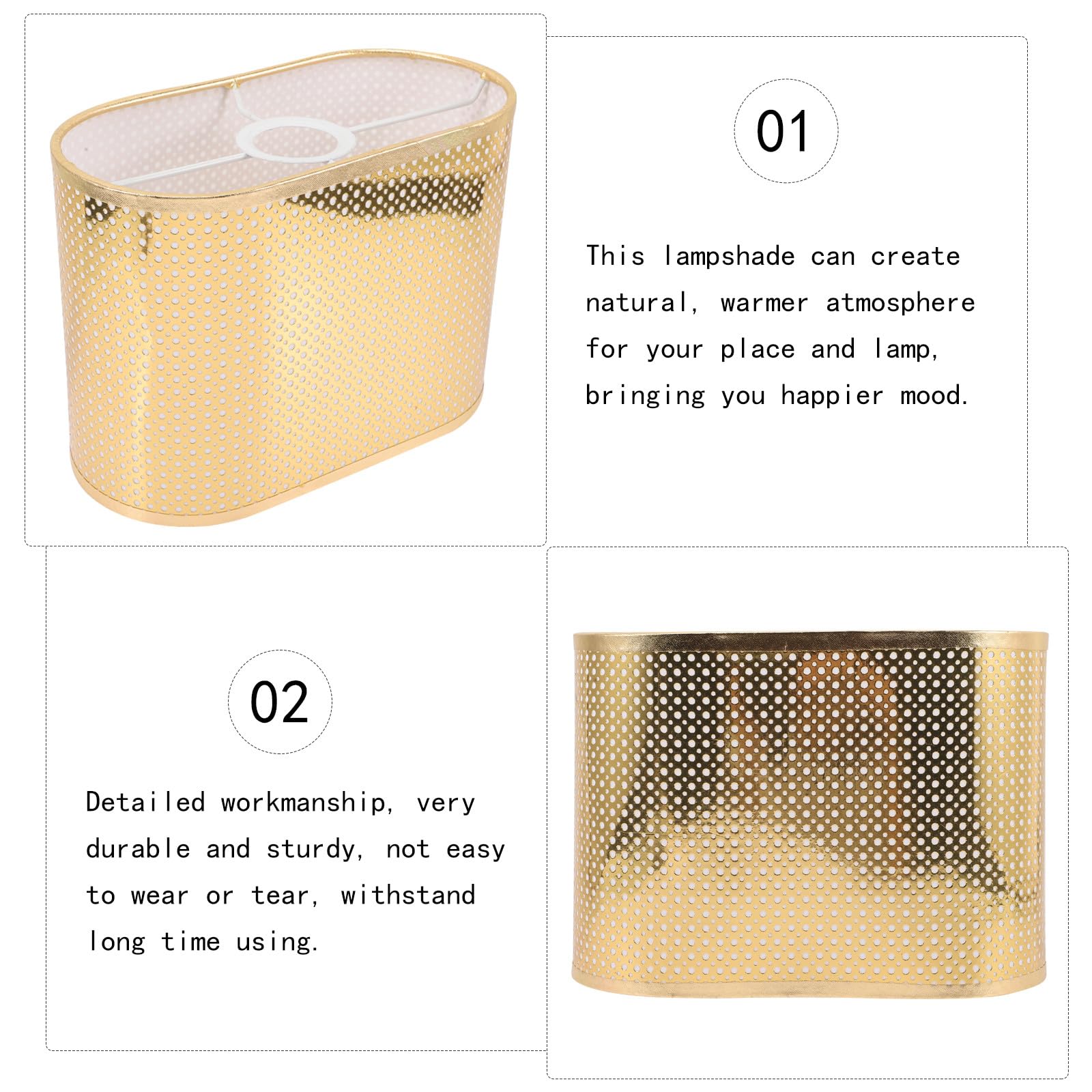 Paralume Oro per Lampada da Terra Leggero Semplice Struttura per Soggiorno Crea Atmosfera Naturale Elegante e Delicato Stili multipli