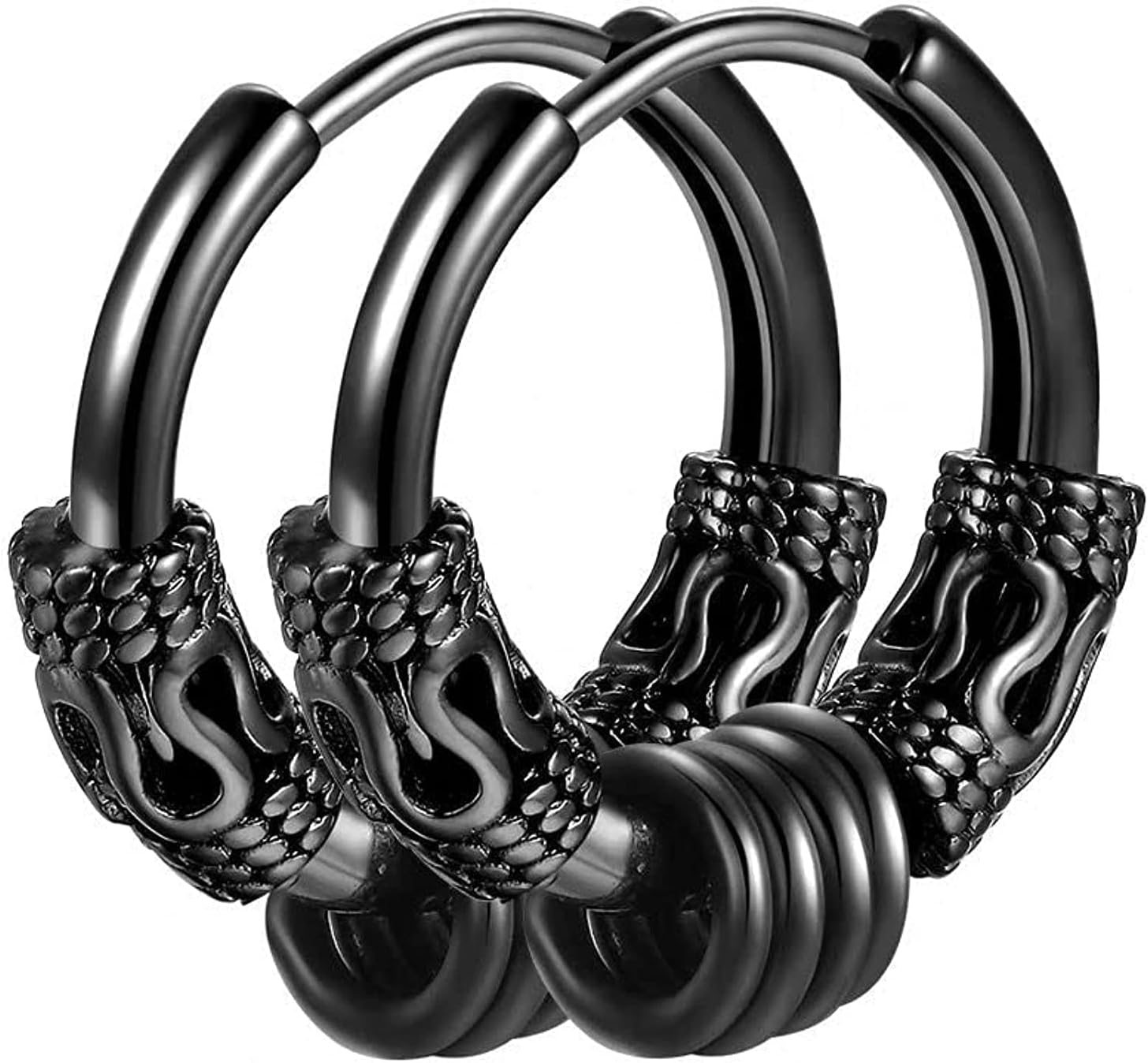 Hoop Earrings, Vintage Huggie Hoop Earrings for Men Women, Hypoallergenic 14mm Titanium Steel Hip Hop Earrings, Punk Gothic Jewelry, Hip Hop Punk Rock Aesthetic Cubic Zirconia Earrings (1Pairs)