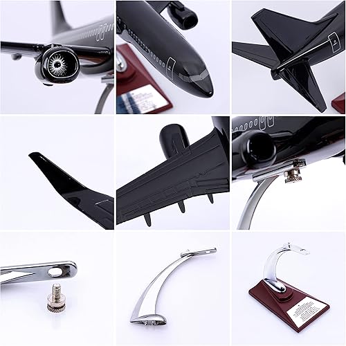 Miniatura 4 de Zekupp Boeing 737-800 1100 modelo de avión de color negro