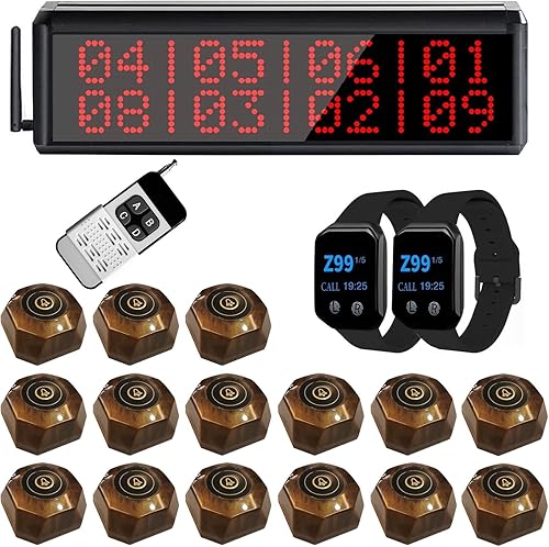 Sistema de buscapersonas para restaurantes de más de 1600 pies Sistema de llamadas inalámbrico con 1 pantalla de visualización1 control remoto2