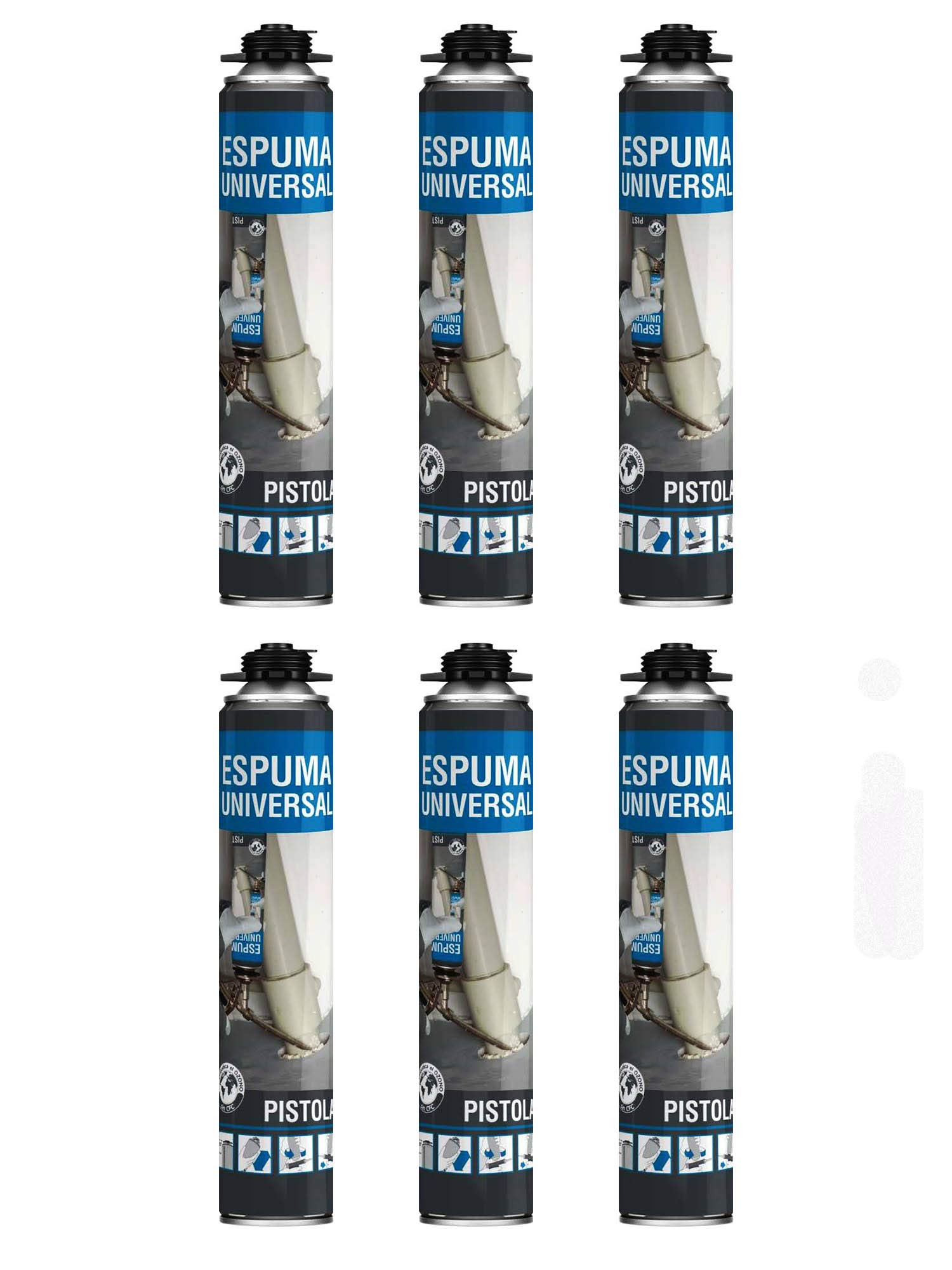 Espuma expansiva 695 ml – Lote de 6 bombas – Multiusos – Aplicación con pistola