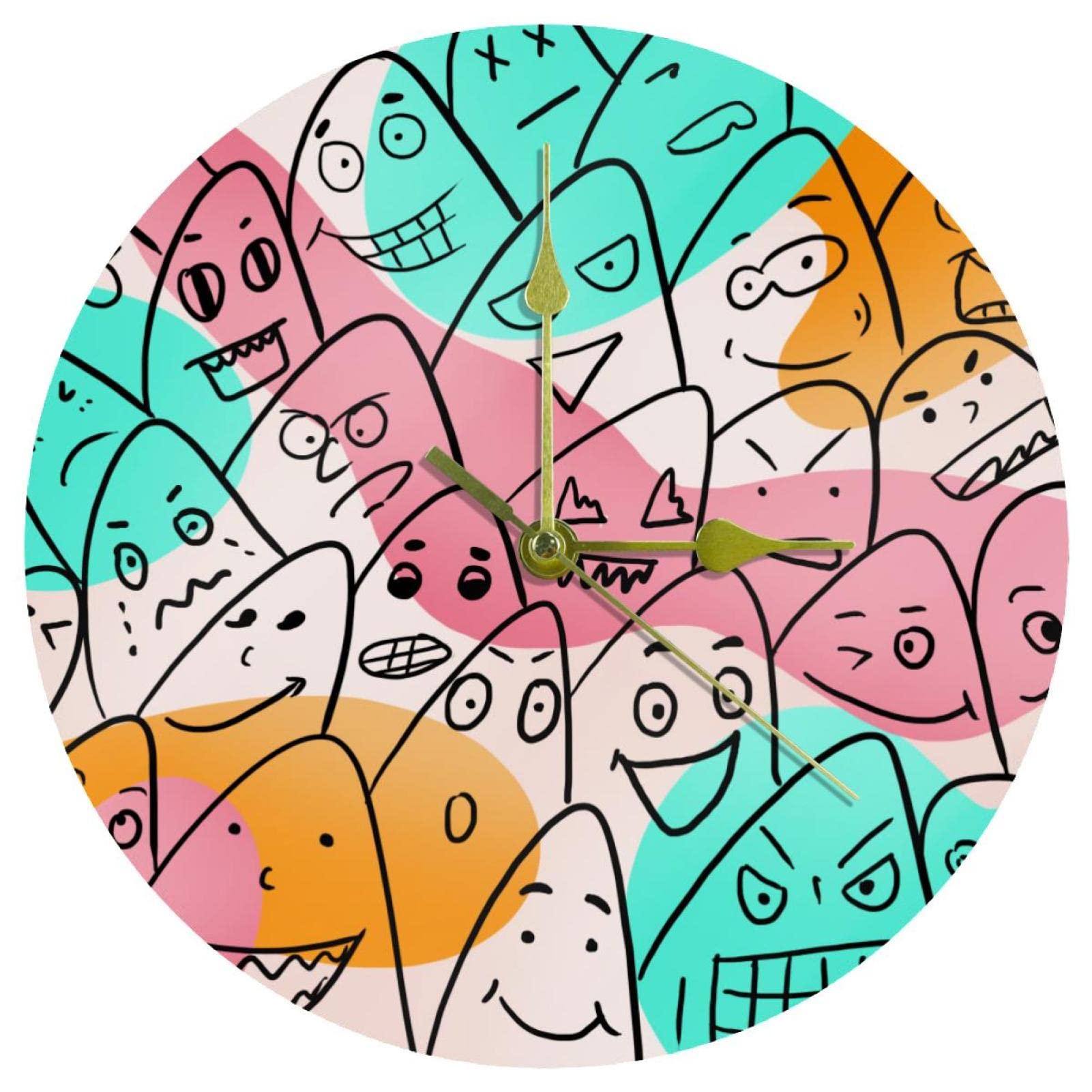 Horloge murale colorée en acrylique ronde de 24 cm pour décoration de maison