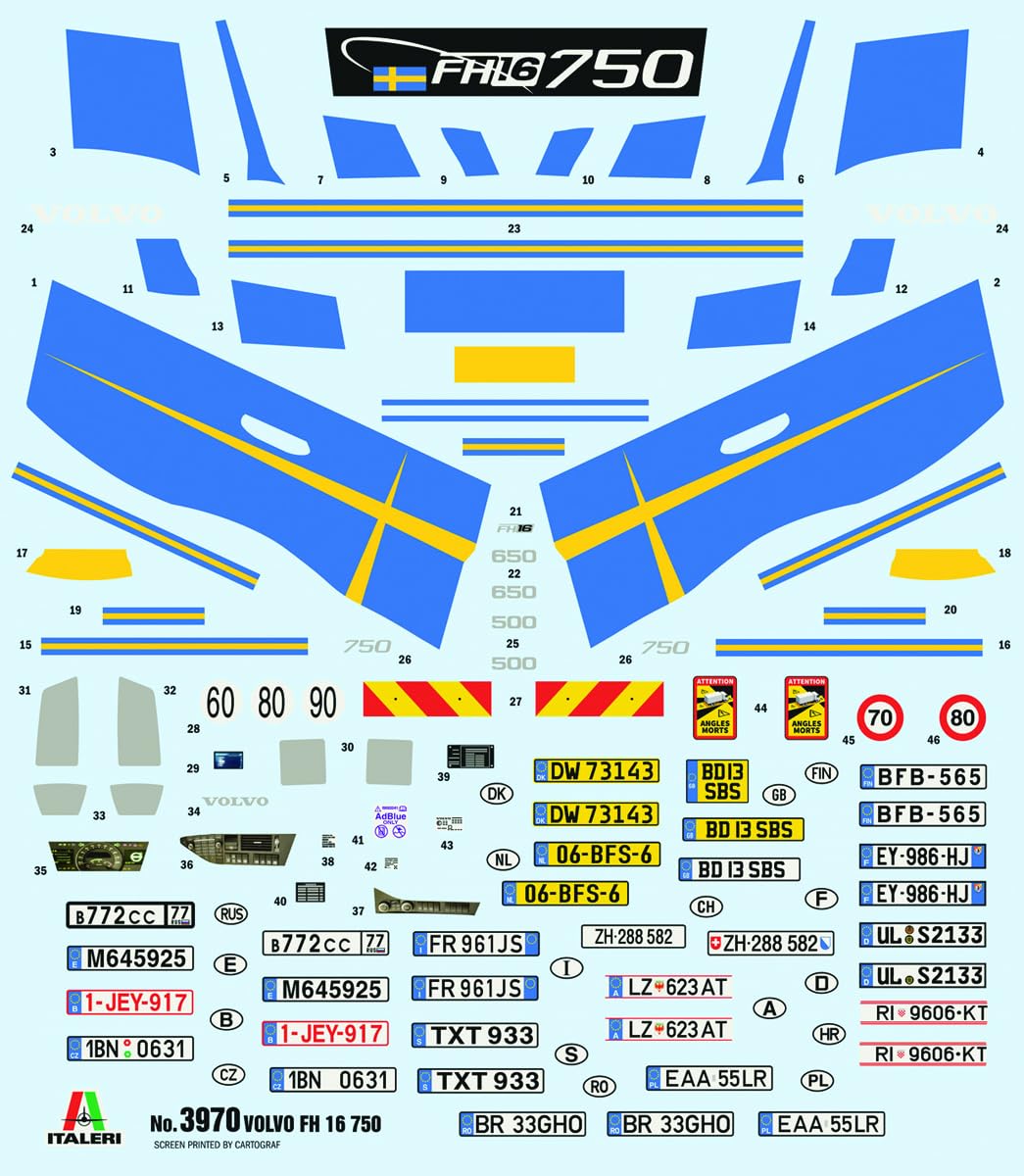 Italeri 3970 1:24 Volvo FH16 Medium Roof – Modélisme, kit de construction, modélisme, bricolage, loisirs, collage, kit de construction en plastique, fidèle aux détails, modèle de voiture, 1:24