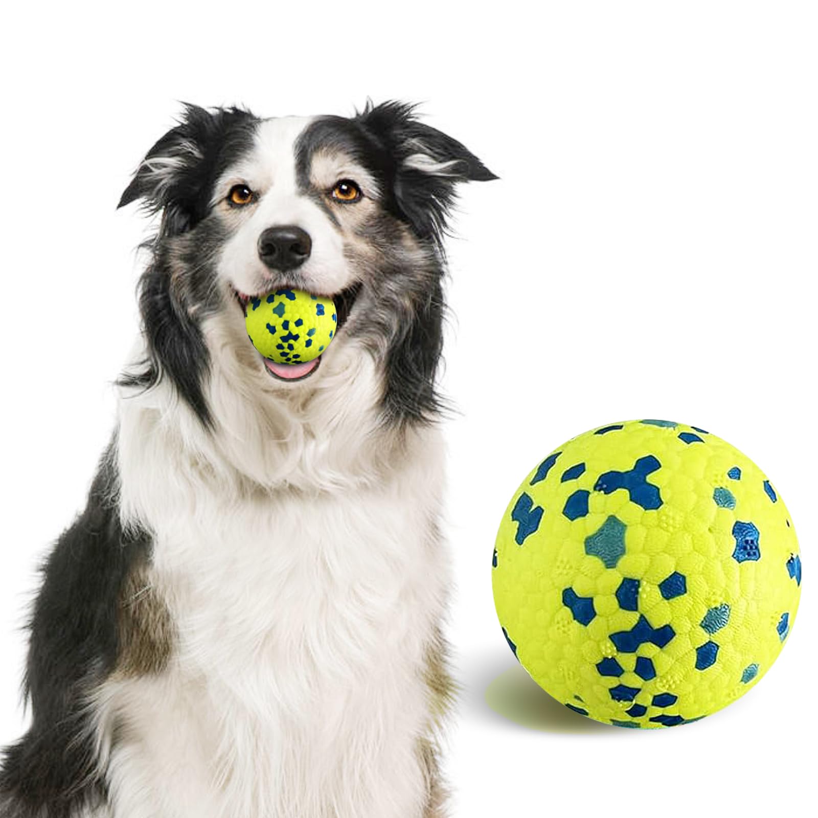 Dog Balls Tennis Ball Toys for Aggressive Chewers Biting-Proof Teething for Dental Health Benefits - Strong Elastic Fetch