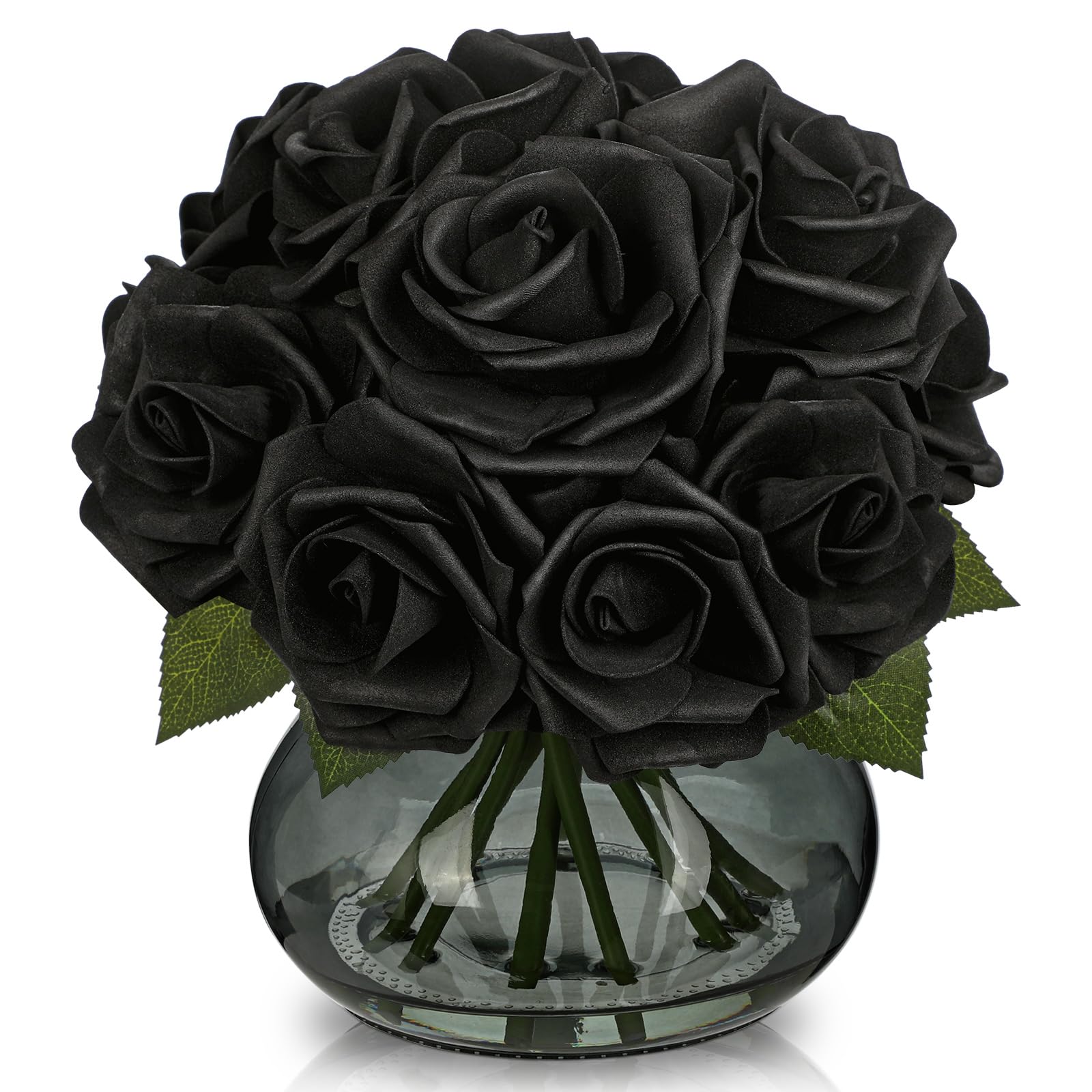 Hollyone Black Roses Artificial Flowers in Vase