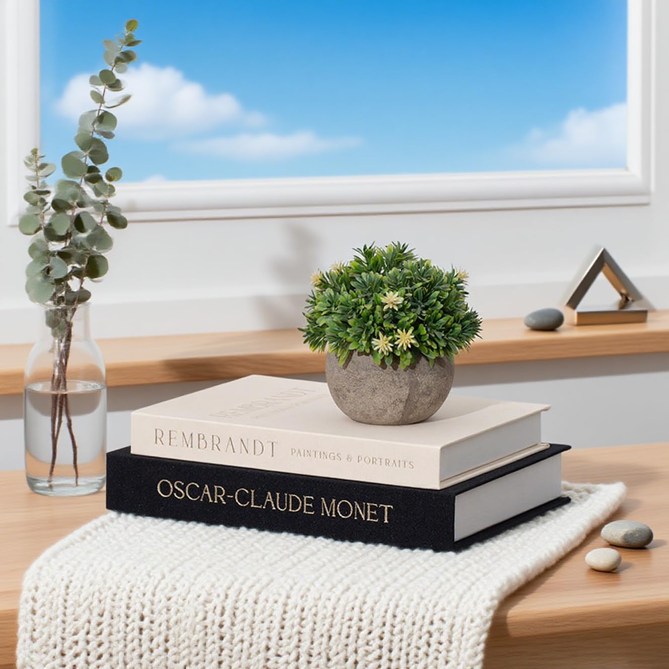 Decorative Books for Home Aesthetic Fake Books for Modern Linen Covered Photo Storage Keepsake Box for Coffee Table Farmhouse Set of 2 (Black-Beige)