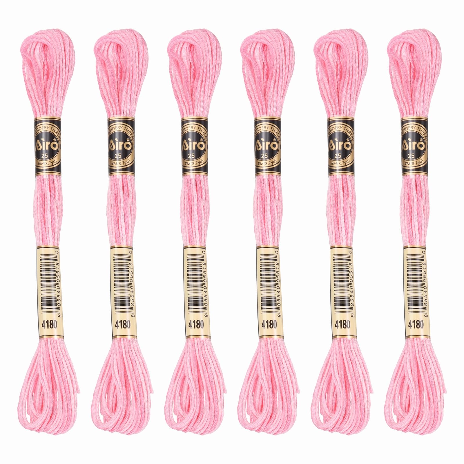 PATIKIL 6 Skeins Embroidery Floss, Polyester Embroidery Threads Bracelets String for Cross-Stitch Hand Embroidery, Light Pink