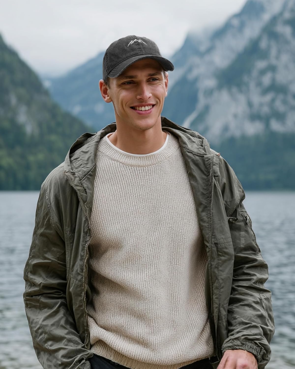 FURTALK Mountain Embroidery Baseball Cap Washed Denim-Style Dad Hat Distressed Unisex Golf Hat - Image 4