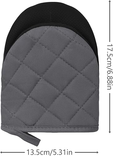 Miniatura 2 de 1 par de manoplas cortas para horno, de silicona resistentes al calor, para cocina, 500 grados, superficies de agarre antideslizantes y guantes de