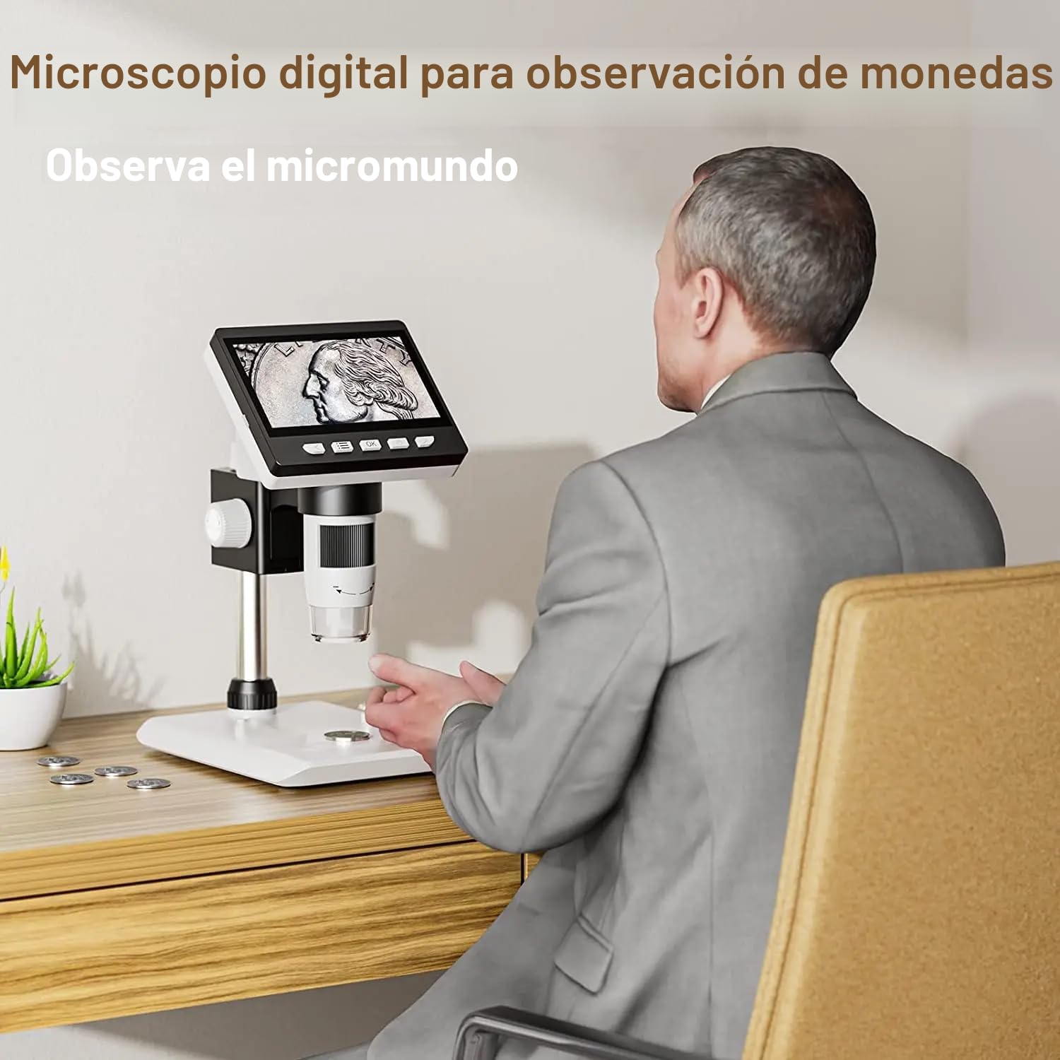 USB Microscopios Digitales Portátiles, 1000X Zoom 4.3" 1080P Microscopio Equipo para Adultos Niños Estudiantes con 8 Luz LED Ajustables, Biológico Microscopio para Electrónica, Botánica y Más.