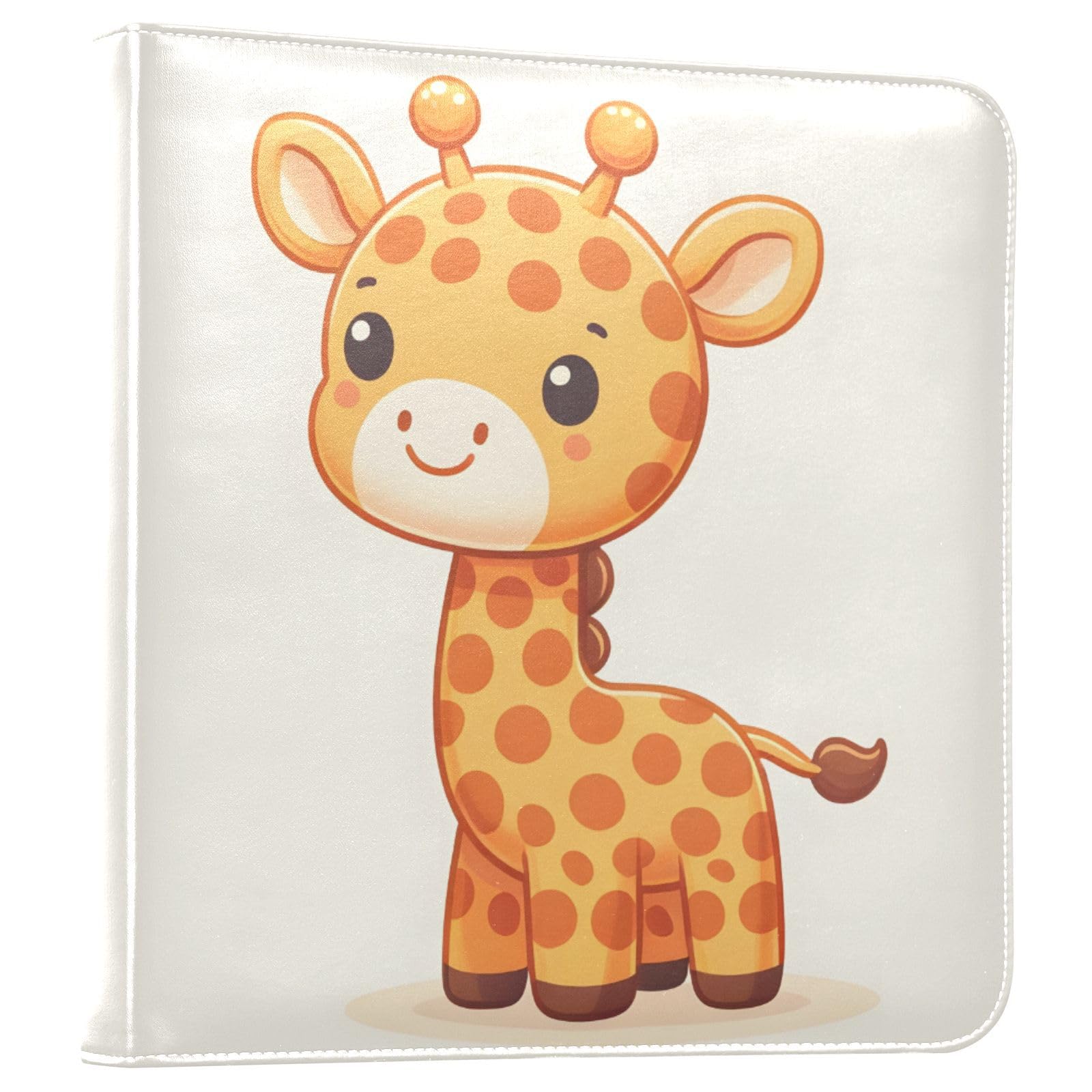 JIPONI Cute Little Giraffe Large Photo Album, DIY Leather Cover Scrapbook Albums for 4x6 5x7 6x8 Pictures, Self Adhesive Memory Book for Wedding, Baby, Family
