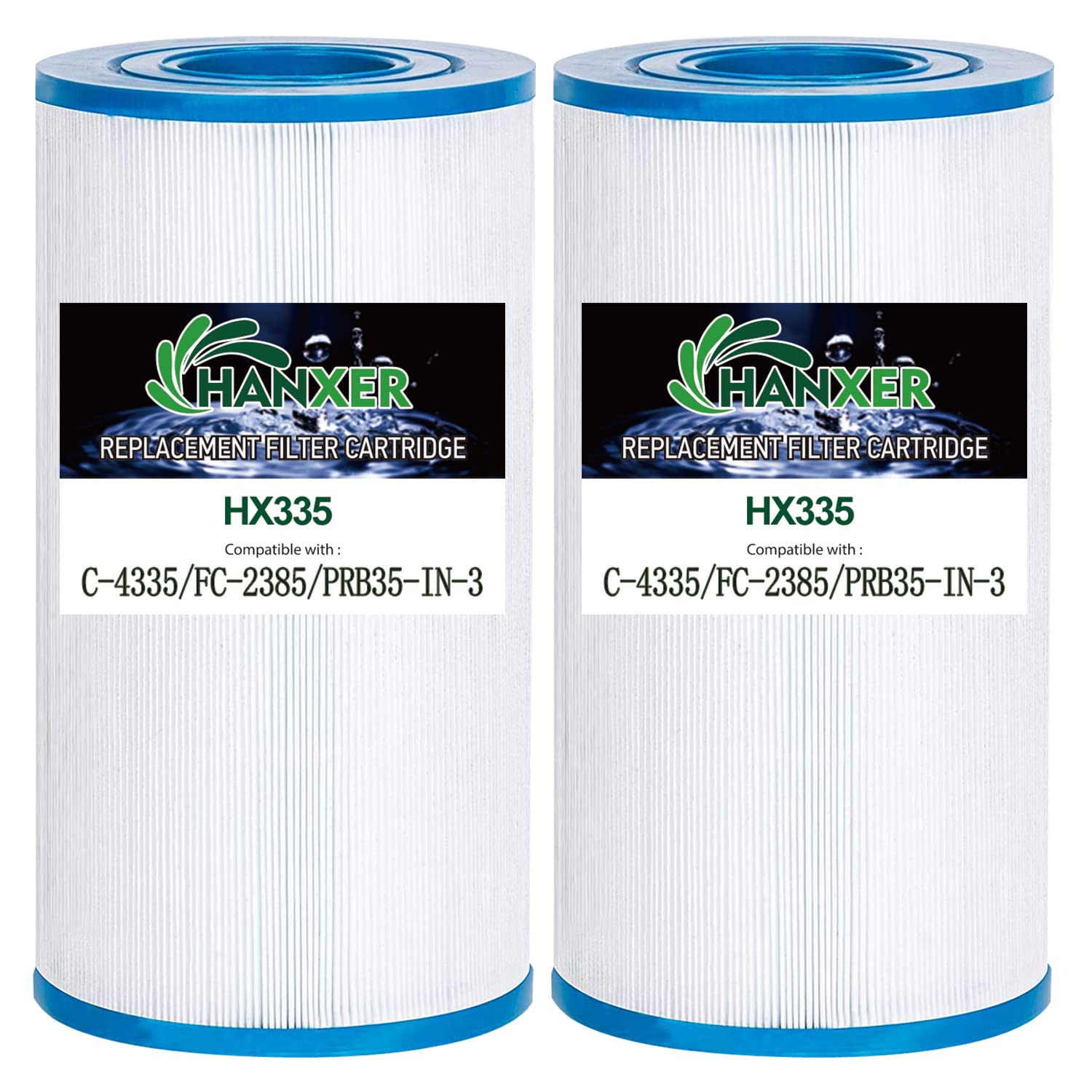 HANXER PRB35-in Spa Filter Cartridge Replaces for Unicel C-4335, Filbur FC-2385, R173431, 409-219, 03FIL1300, 17-2482, 25393, 303557, 817-3501, Darlly 40353, 35 sq.ft Drop in Hot Tub Filter, 2 Pack