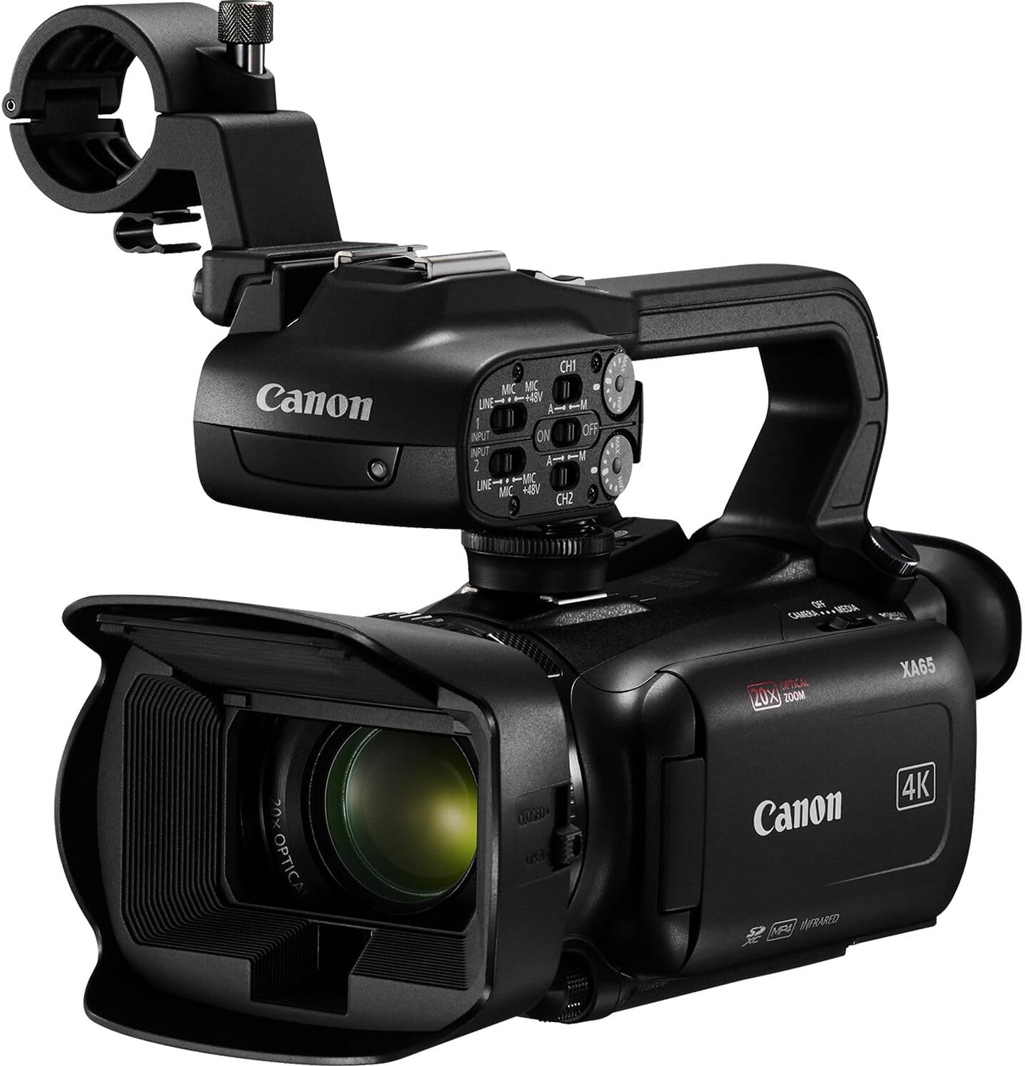 Canon XA65 Professional UHD 4K Camcorder with 20x Optical Zoom, 3G-SDI, Dual XLR Audio, 3.5" Touchscreen, USB-C, Optical is, Live Streaming Bundle with 200ES Bag + More